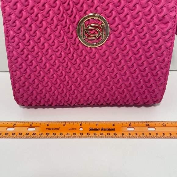 bebe Erika Mini Shopper Fuchsia Pink Satchel Top Handle Gold Bag NWT - Picture 9 of 13